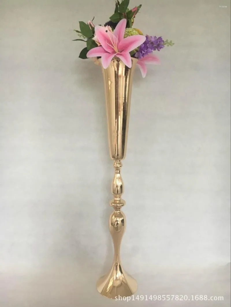 Decoração de partido Gold Gold Romântula Coluna Flor Pillar Decor Decor Stand Stand Wedding Evento Central Senyu01053