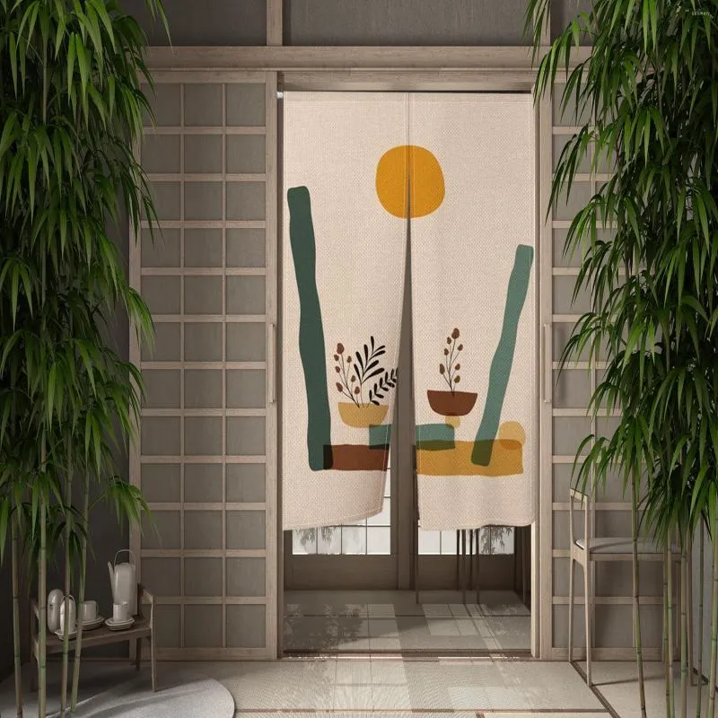 カーテン日本のドア3Dプリントパーティションキッチン戸口リネン装飾ドレープリビングルームブラックアウトのためのカーテン