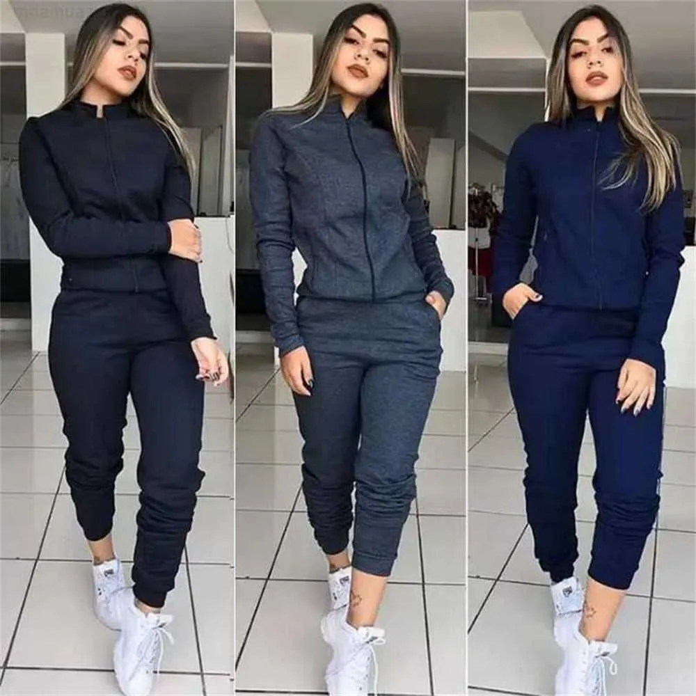 Nuovo Plus Size Due pezzi Donna Set Top e pantaloni Donna Tuta Abbigliamento Casual 2 pezzi Outfit Tuta sportiva Tute da jogging Tute da salto