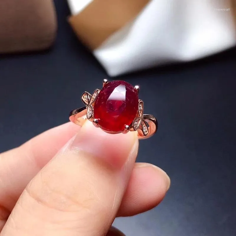 Cluster Rings Fashion Ruby Gemstone Ring For Women Silver Fine Jewelry Certified Natural Gem Good Color Party Birthstone Luck Gift