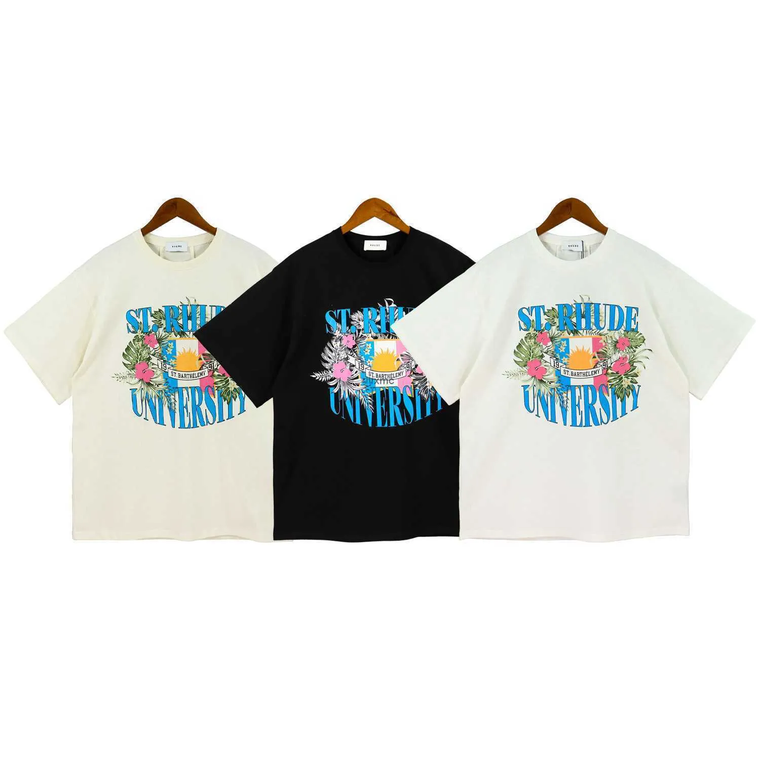 Men's T-shirts American Street Rhude Simple Letter Print Couple Loose Casual Versatile Cotton Short Sleeve T-shirt