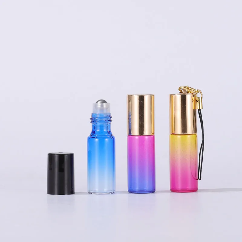 멀티 컬러 제품 5ml 10ml 에센셜 오일 향수 볼 병이있는 금 캡