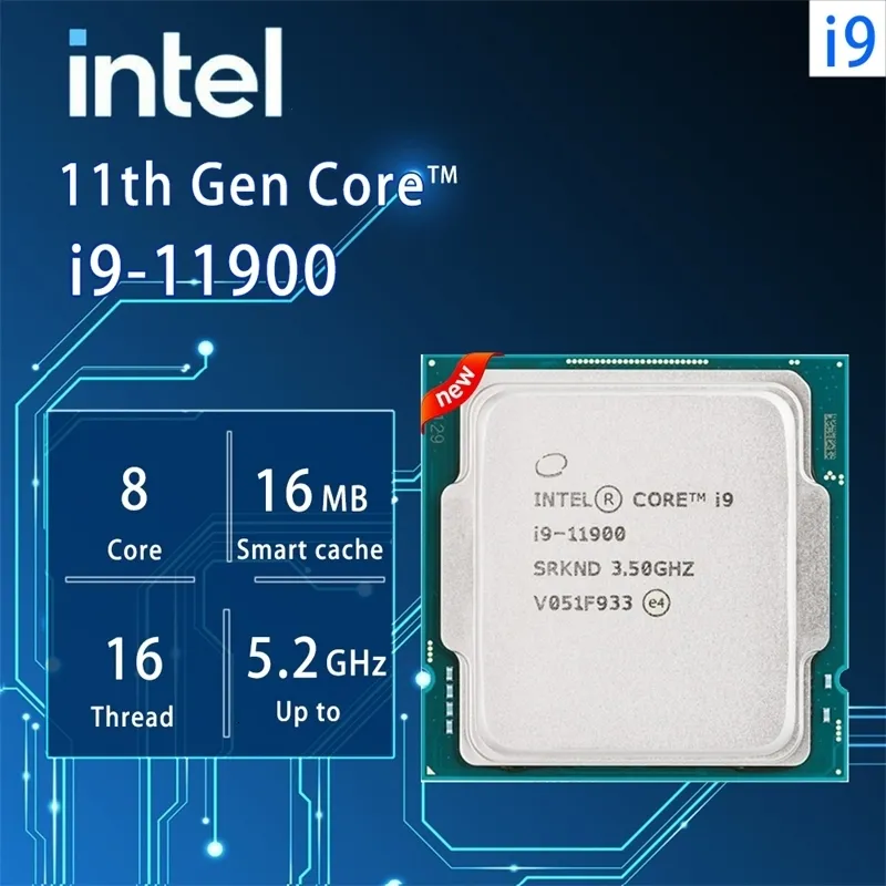 Процессоры Intel Core i9 11900, 25 ГГц, 8 ядер, 16 потоков, процессор L316MB, 65 Вт, LGA 1200, без кулера 231120