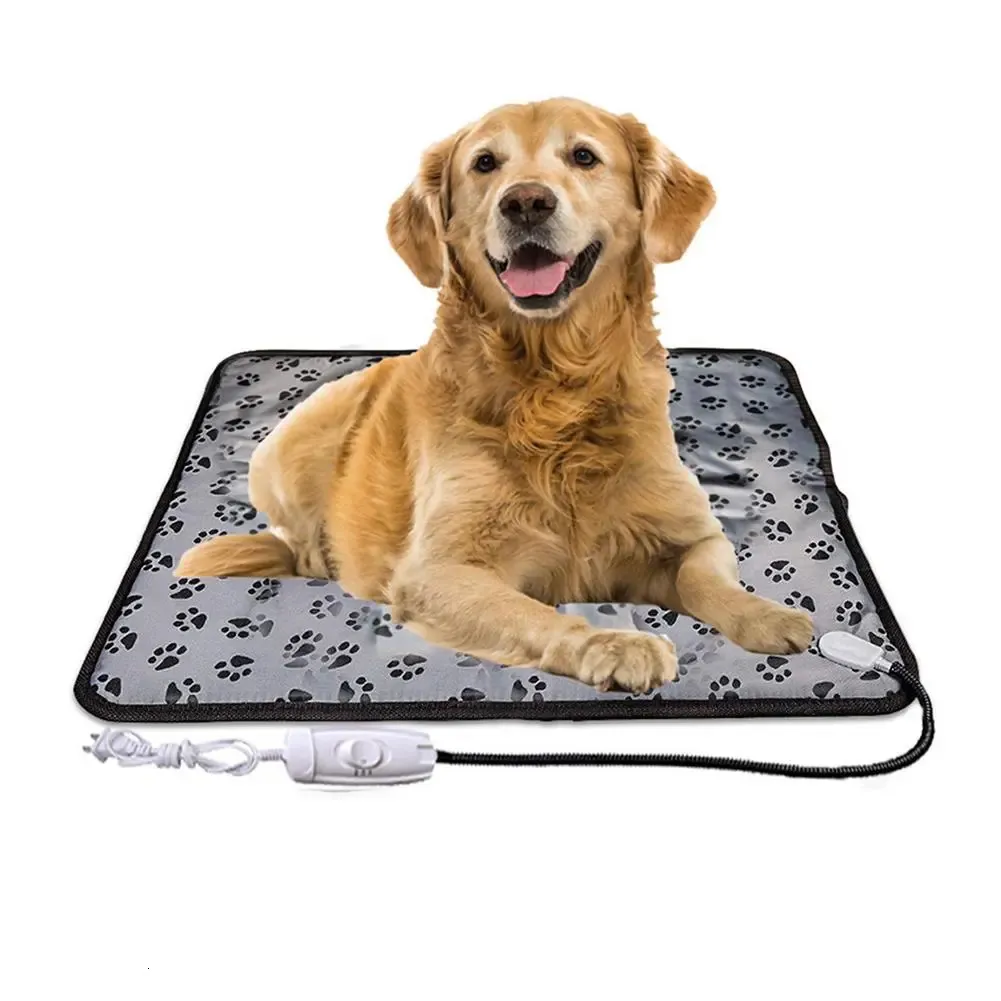 Couverture électrique chien chat couverture électrique coussin chauffant tapis de lit pour animaux de compagnie imperméable Anti-morsure température réglable coussin de chaise # W0 231120