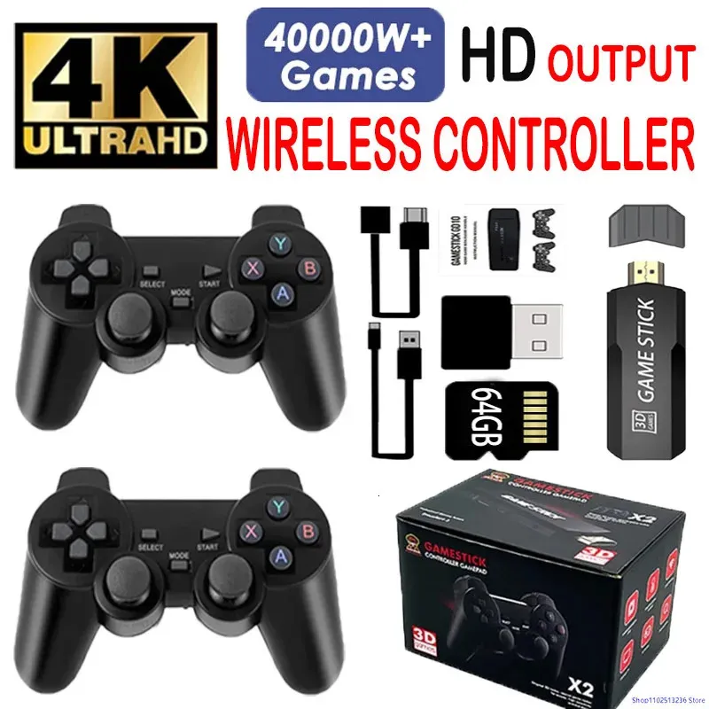 Contrôleurs de jeu Joysticks GD10 Vintage TV Console 24G Double poignée Portable Home 4K 60fps Sortie HD Ultra Low Delay Stick 231120