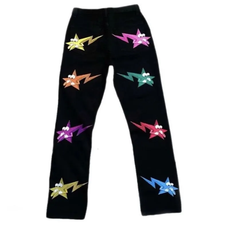 Women's Jeans y2k high waisted jean Retro Harajuku 2023 lightning pattern printed men' 's street wear Rock Punk 231120