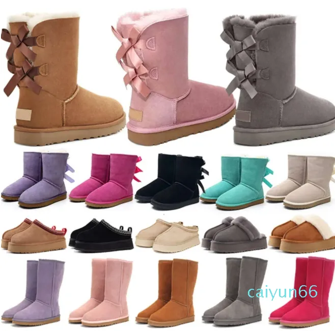 designer boots australia slippers womens platform tide windtight classic snow boot ankle short bow mini fur black chestnut pink