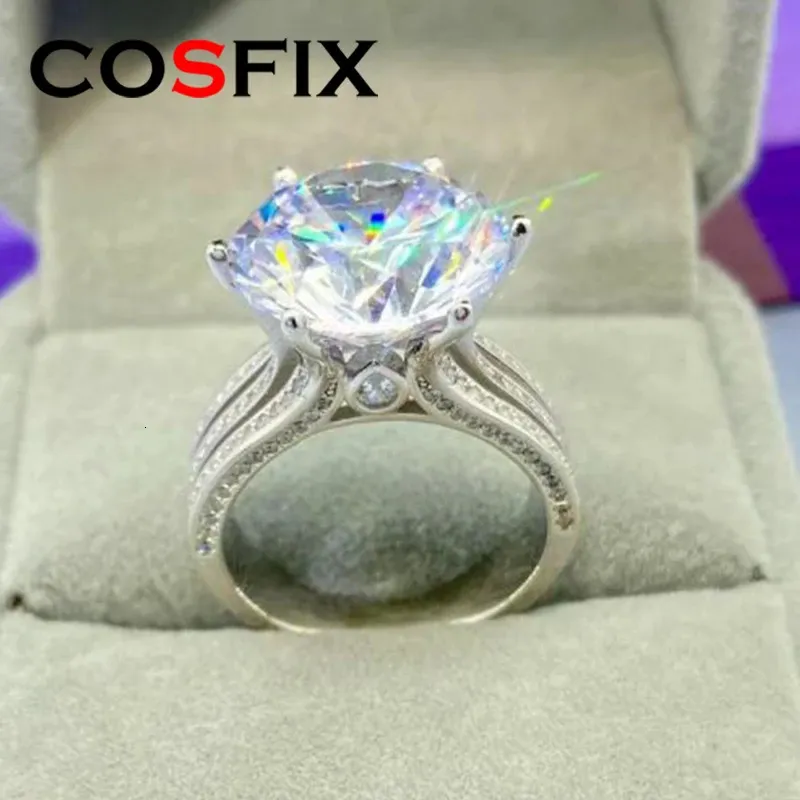 Wedding Rings COSFIX D Color 10 Ring S925 Sterling Silver Plate Pt950 Band Fine Jewelry For Women Wholesale 231120