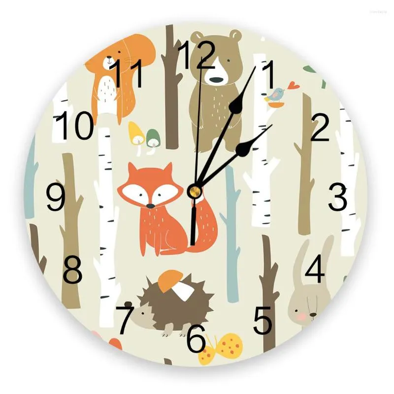 壁時計の木々動物時計モダンデザインステッカーホームリビングルームデジタルベッドルームウォッチ