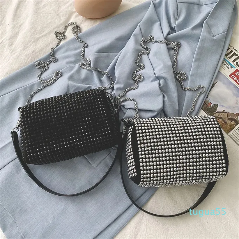 Rhinestone Bag Women's Summer Fashion Chain Crossbody Bag Net Red One Shoulder Underarm Liten Crowd Pack