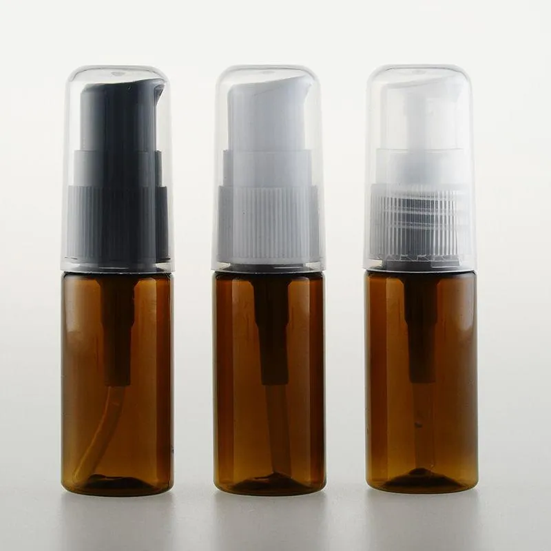 5 10 15ml Empty Refillable Amber PET Plastic Pump Press Bottles Vial Case Containers Pot Jar for Cosmetics Shampoo Lotion Facial Cleans Qnio