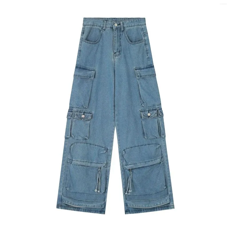 【BAON】Ikune Wide Cut Cargo Denim Pants Women's Cargo Pants Baggy Street Cargo Jeans High Waist