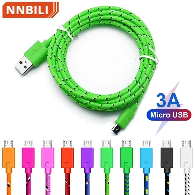 Cell Phone Cables Nylon Braided Micro USB Cable Data Sync Charger For HTC Android 1m 2m 3 m 231117