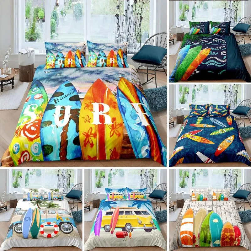 Bedding Sets Surf Duvet Capa Conjunto de férias no Havaí de Praia para Mulheres Adultas Meninas Tropicais Consolador de Poliéster Botânico