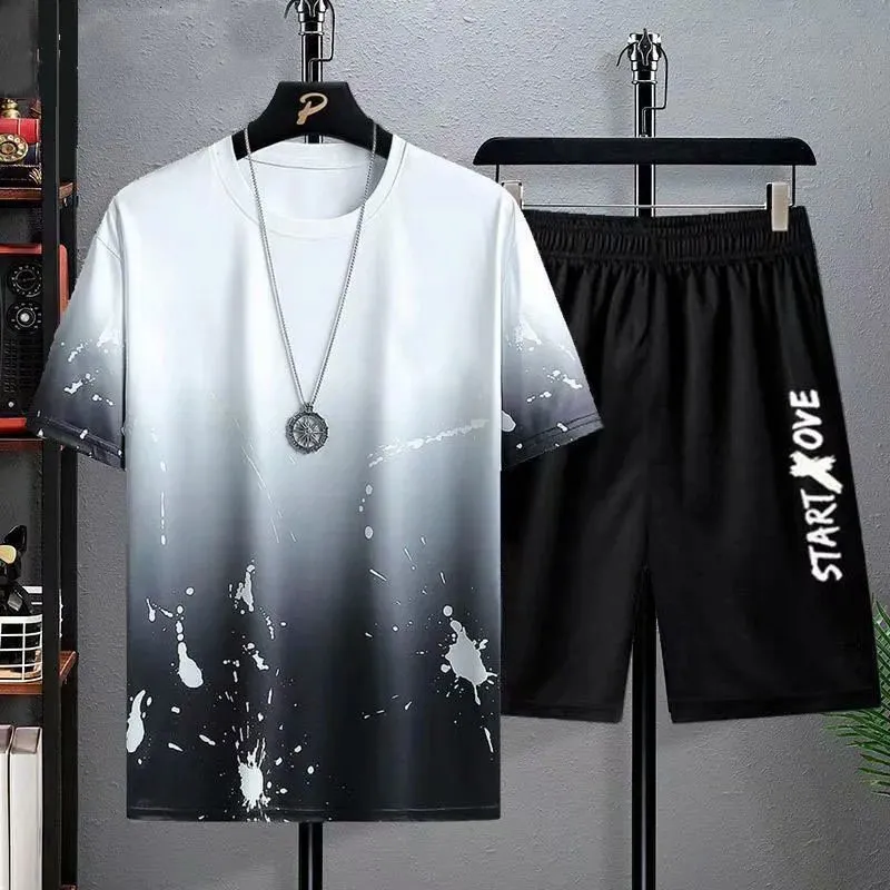Мужские спортивные костюмы 3D Printing 2 штуки и шорты спортивная одежда мужская одежда набор костюма модного бега.