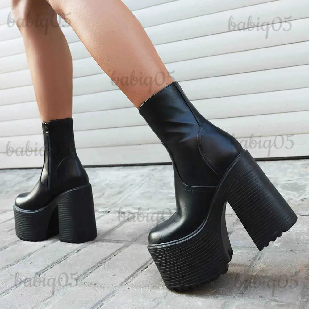 Boots Platform Women Ankle Boots 2022 Winter Brand Design Great Quality Gothic Style Comfy Cool Street Women Shoes Boots Big Size 43 T231121