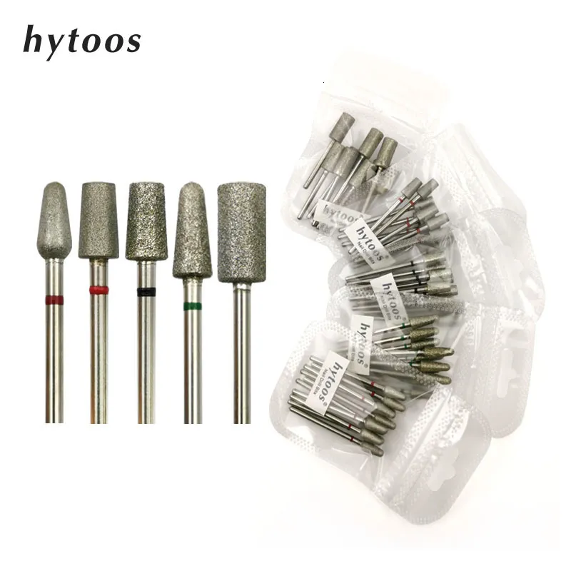 Nagelkonstutrustning HYTOOS 10st/Pack Big Size Diamond Nuticle Clean Burr Russian Nail Drill Bits Pedicure Manicure Borr Tillbehör Naglar Tools 230421