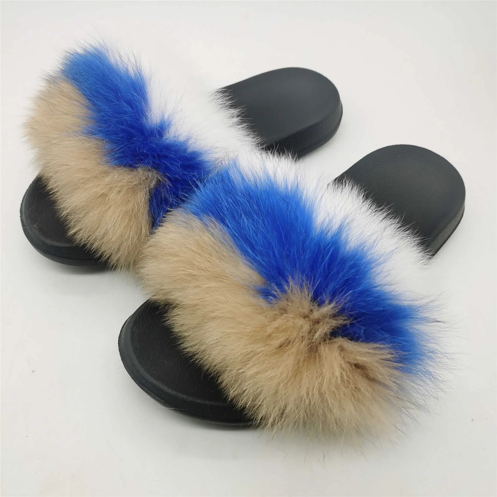 Rainbow Fur Plush Fuzzy Fluffy Sandals For Women Fashionable Summer Slides In Big Size US 11 230417 From Mouthgag 19.84 DHgate.Com