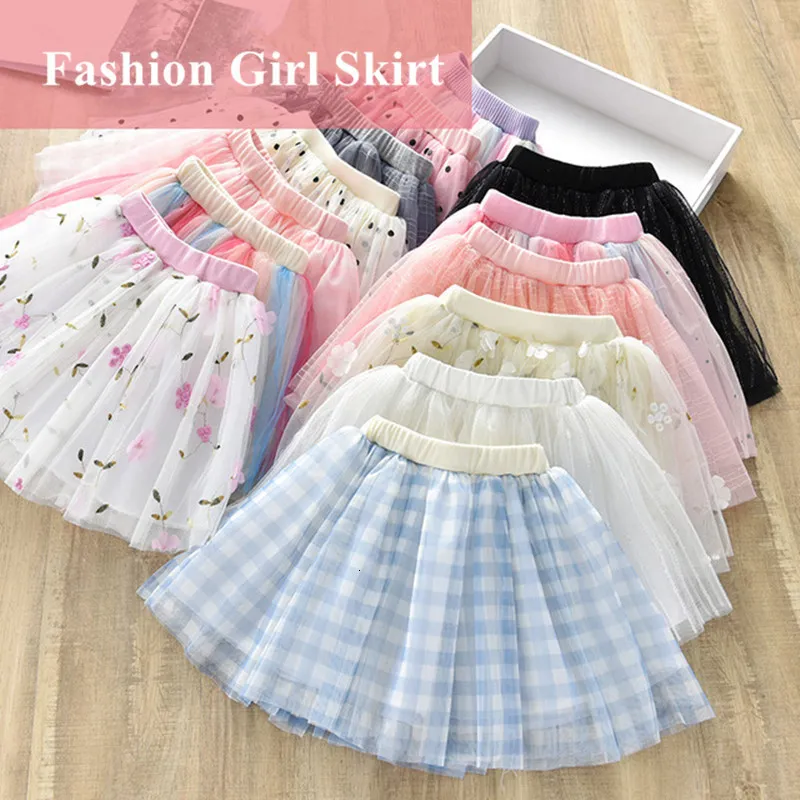 Jupes 1 6Y mignon Tutu pour fille été enfants Floral Plaid enfants rose faldas danse fête jupe doux Mini Tulle filles 230420