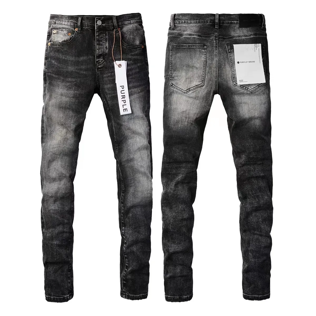 purple brand jeans pantaloni strappati designer jeans boy Patch Hole Denim Straight Fashion Streetwear slim stitching men design motorcycle riding cool slim pant