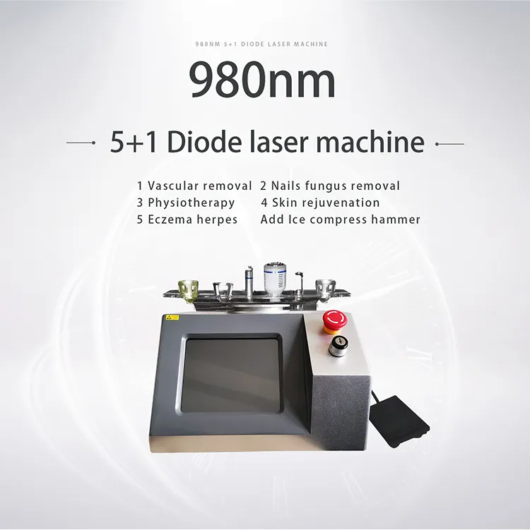 Remarkable Multi-effect Irradiation 980nm Diode Laser Painless Blood Vessel Removal Vascular Elimination 6 in 1 Anti-swelling Physiotherapy Device