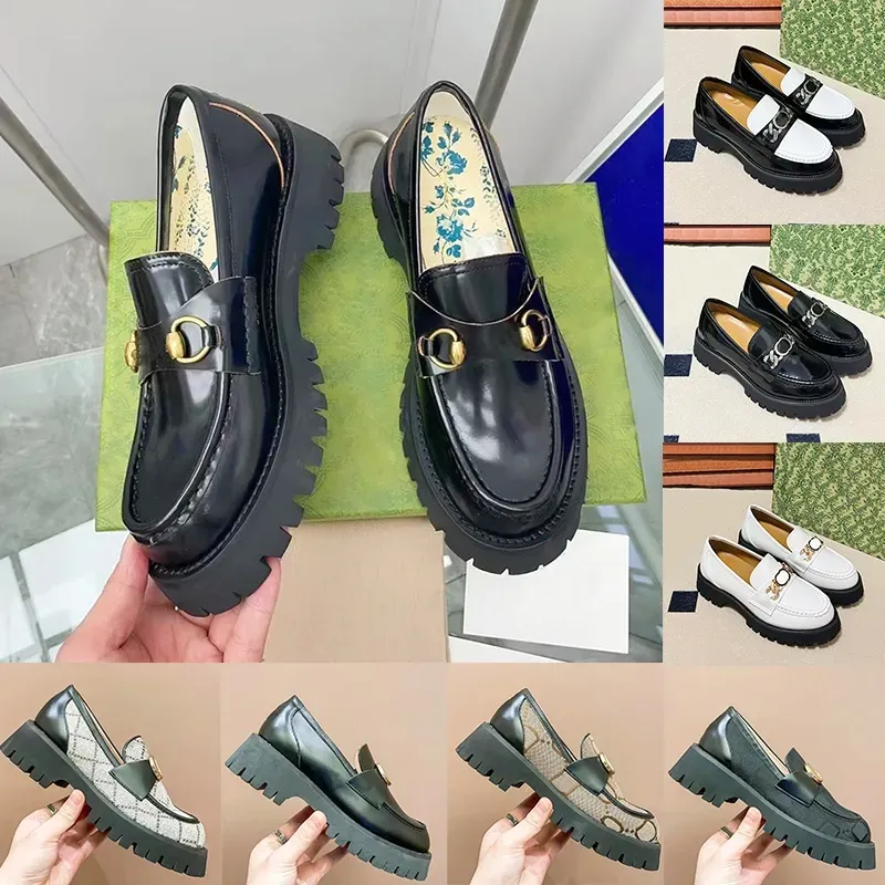 Designer Horsebit Platform Loafers Jurk Schoenen dames Lederen Lug zool Loafer sterren Bij geborduurde sneakers luxe Casual schoen Mocassins dames trainers 1