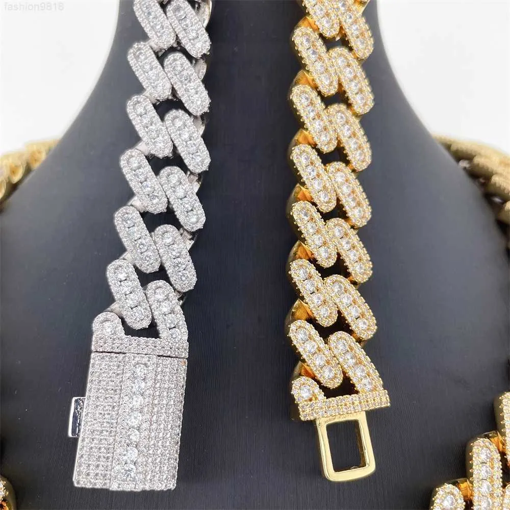 Wholesale Good Quality 13mm Width S925 with Cz Luxury Necklace Cuban Chain Wholesale Price Iced Out Cuban Link Chain S925