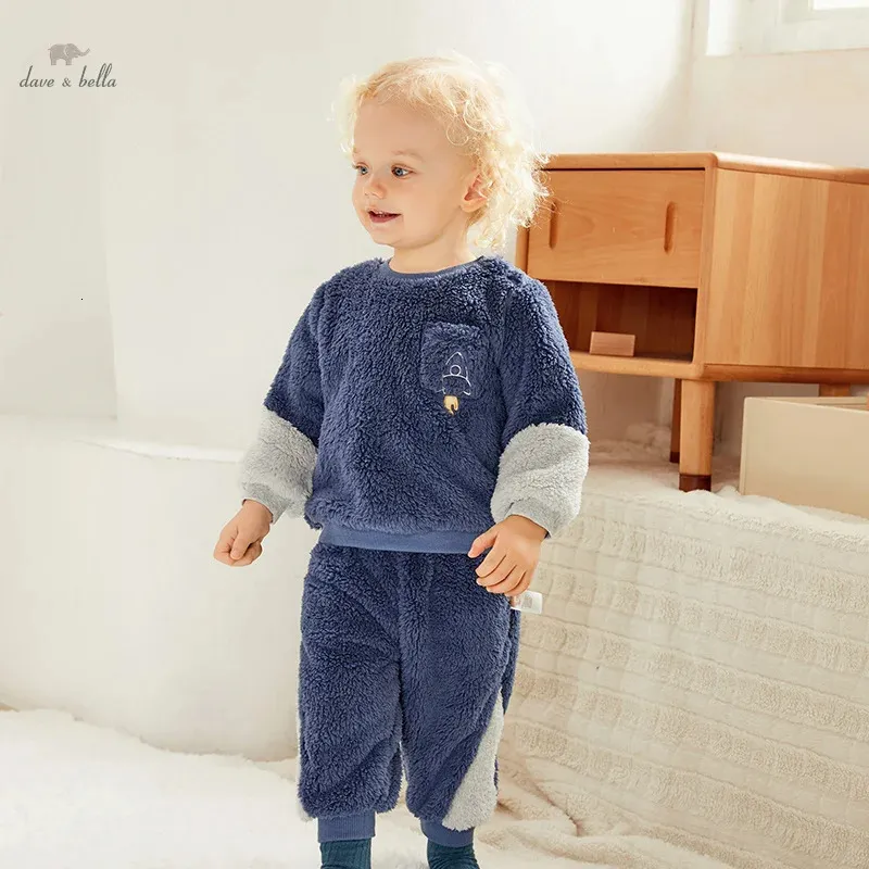 Pijama Dave Bella Boys Conjunto de pijama infantil inverno casual conforto zíper duas peças DB4237389 231121