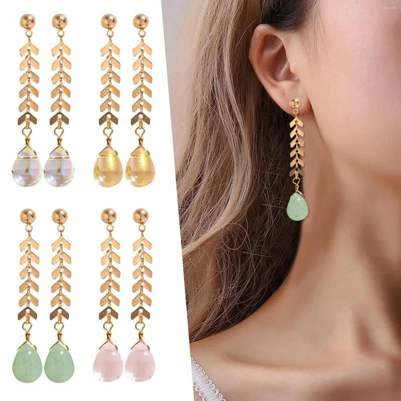 Boucles d'oreilles étalon dames longues mode oreille alliage créatif de couleur Couring Color pour les femmes pendent