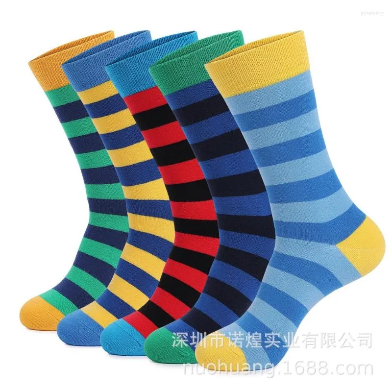 Chaussettes pour hommes bas drôles pour hommes coton hommes 10 paires rayé décontracté Style européen et américain chaussette à la mode