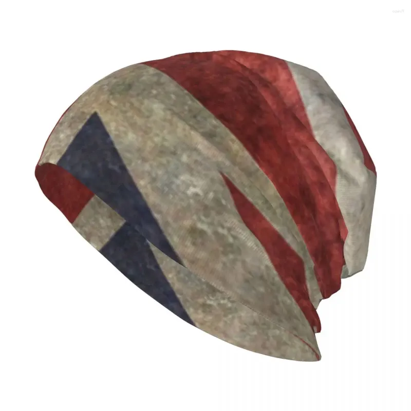 Bérets A Grunge Looking Distressed Union Jack Version UK Bonnet en tricot Noël à la mode pour homme et femme