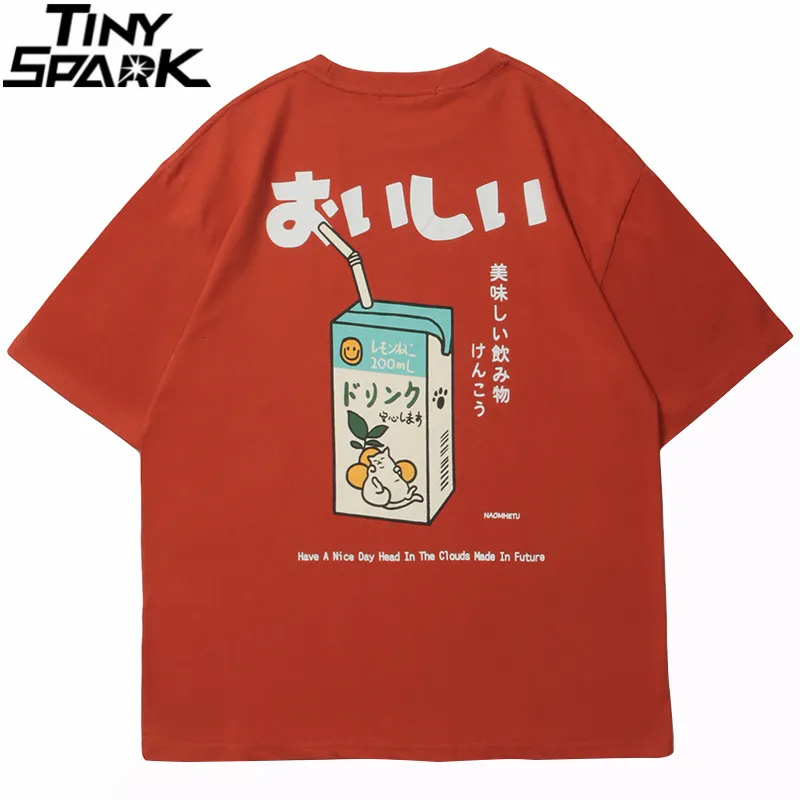 Мужские футболки Hip Hop Tshirt 2023 Мужчины японская писательская писать на напиток для печати вышива