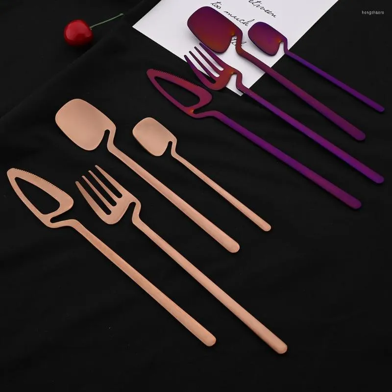 Setwares Sets 32pcs Matte kleurrijke bestek set westerse mesvork lepel 304 roestvrij staal flatware keuken tafelgerei