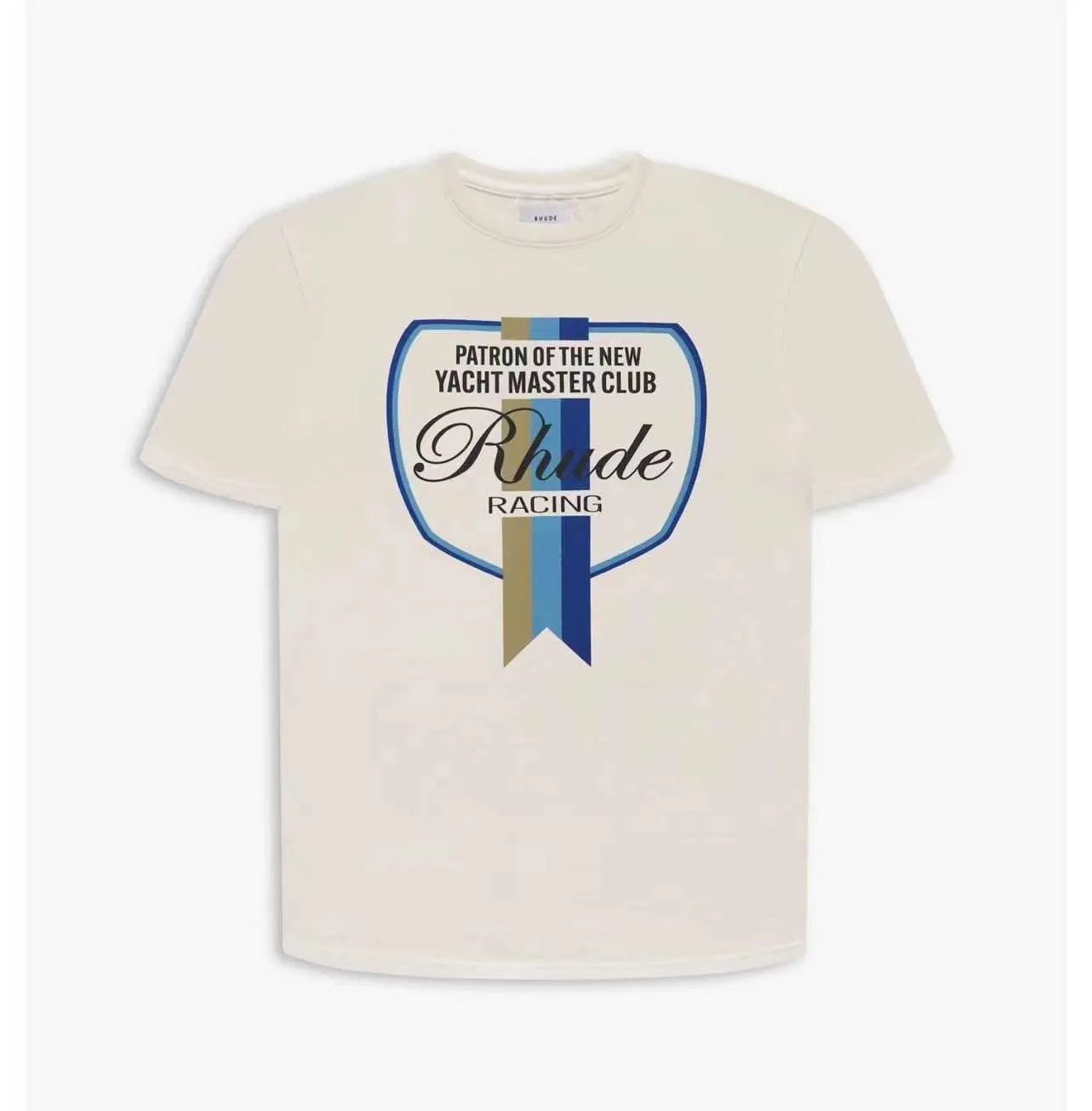 Diseñador de ropa de moda Camisetas Camisetas Rhude Summer Flag Logo Camiseta de manga corta impresa Camiseta de moda de algodón suelta blanca Tops de verano para hombres Ropa de calle de algodón