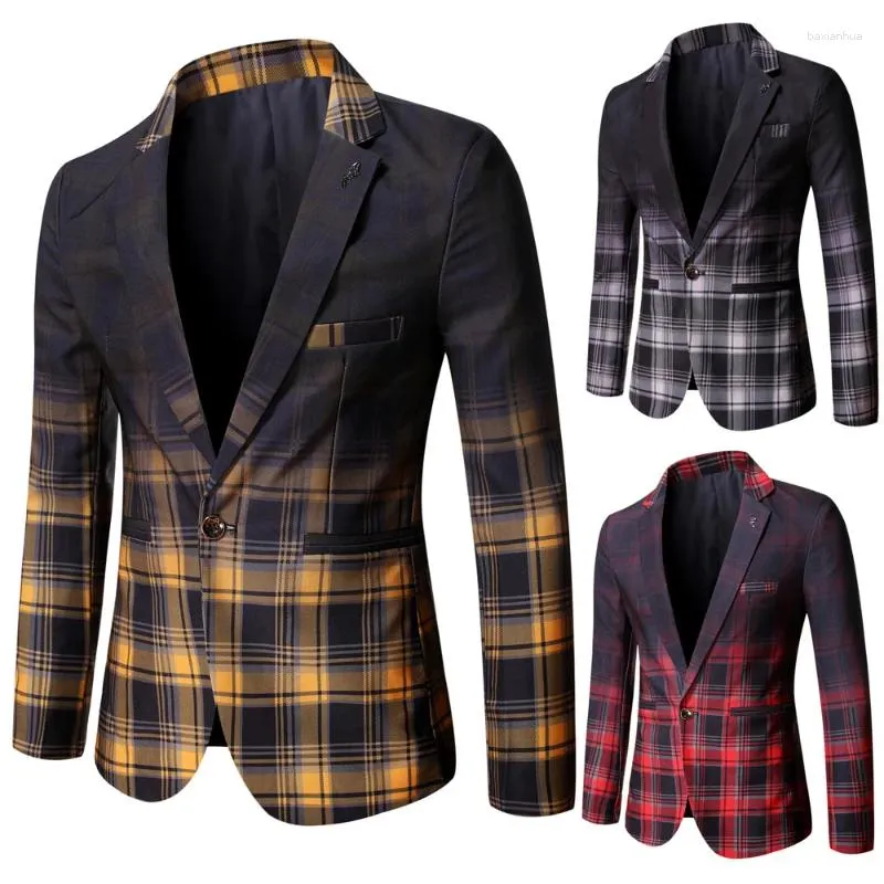 Herrenanzüge, karierter kleiner Anzug, Farbverlauf, Business-Mode, Party, koreanische Version, Slim-Fit-Boutique-Jacke
