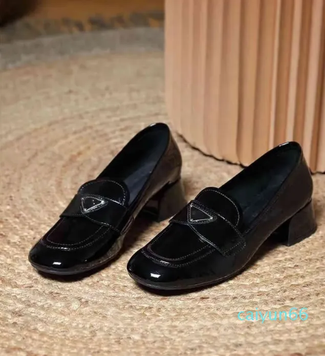 Lefu – chaussures à talon moyen standard, nouveau canal de toit, une pédale, chaussure unique, couche supérieure, chaussures en cuir verni pour femmes