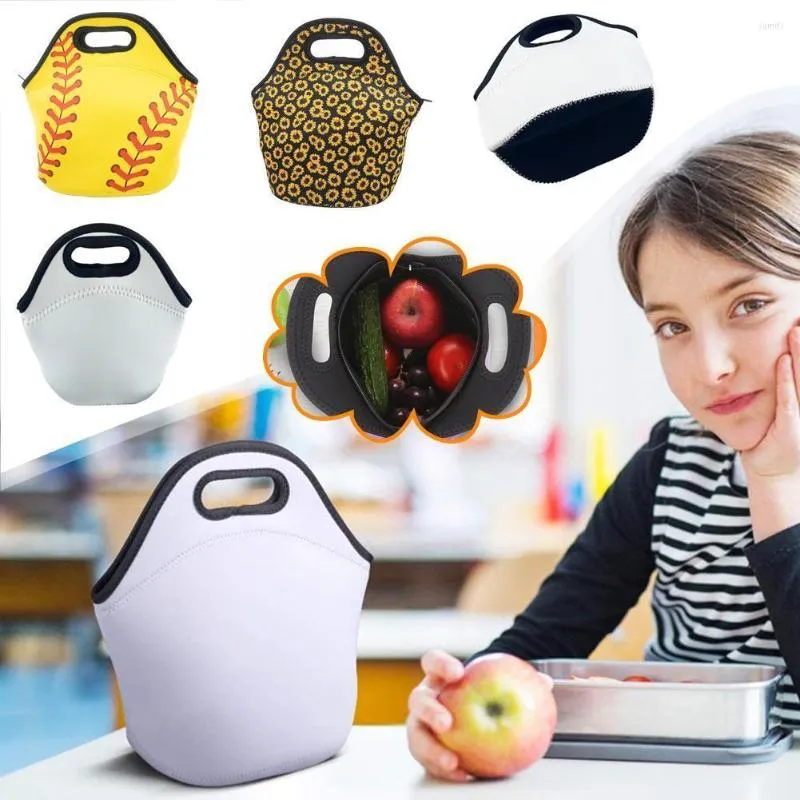 Förvaringspåsar 1pc bärbar neopren lunchpåse termisk isolerad bento box middag picknick skola container påse barn mat kylare ba j2q8