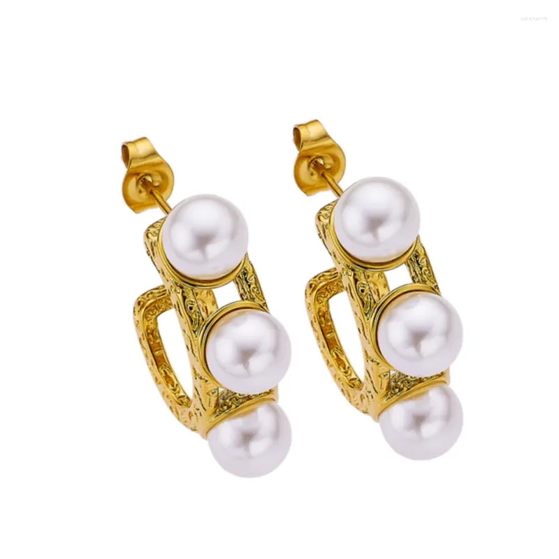 Boucles d'oreilles en perles pour femmes, bijoux de luxe rétro simple en acier inoxydable, à la mode, cadeaux de fête pour petite amie, vacances
