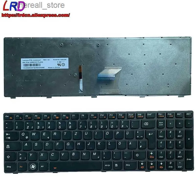 Claviers Nouveau clavier rétro-éclairé allemand pour ordinateur portable Lenovo Y580 Y580A Y580N 25203447 25203075 25203135 25207345 25207377 25207313 Q231121