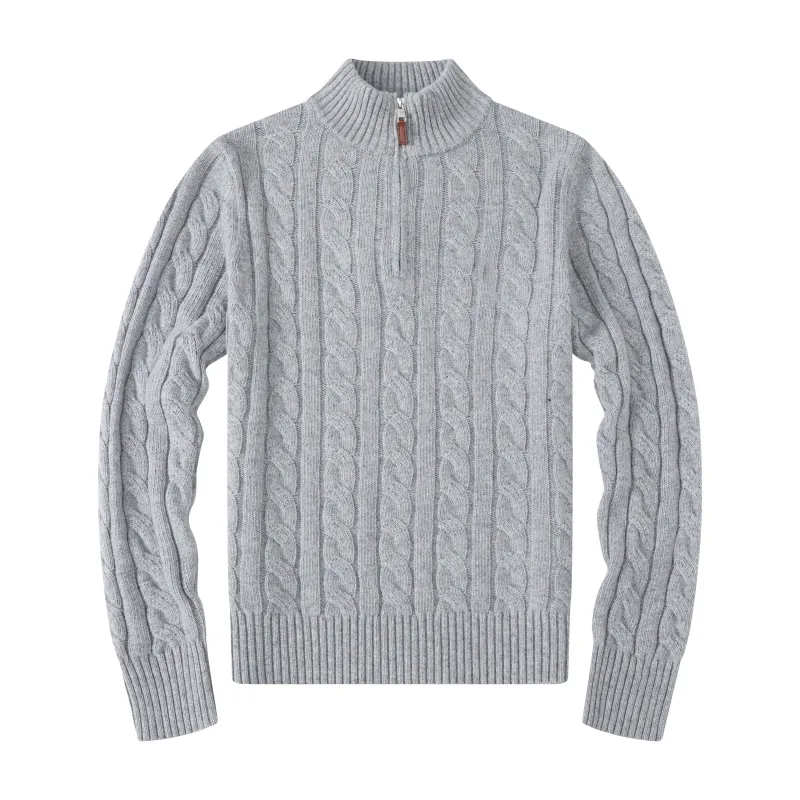 Chaud petit cheval marque de broderie hommes épais pull designer polo demi fermeture éclair à capuche à manches longues tricoté cheval twist col haut hommes