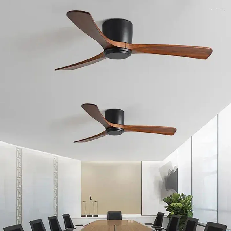 -selling Solid Wood Simple Style LED Fan Light Family Living Room Dining Silent Ceiling