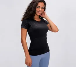 2067 Women fitness yoga shirt Quick Dry round neck sports t shirt 2021 spring summer shaping running Slim breathable yogas short sleeve tops5337015