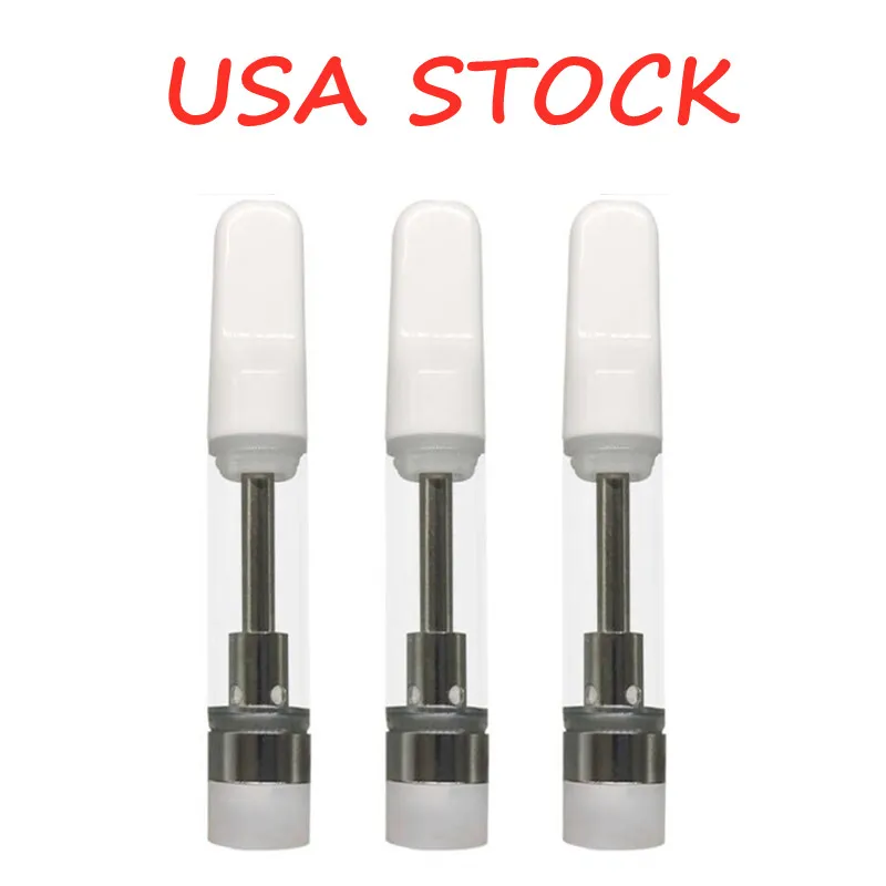 Ceramic Coil Vape Cartridges USA STOCK 1.0ml Capacity White Black Colors Screw Top 510 Thread Clear Glass Tank Carts Electronic Cigarettes Empty