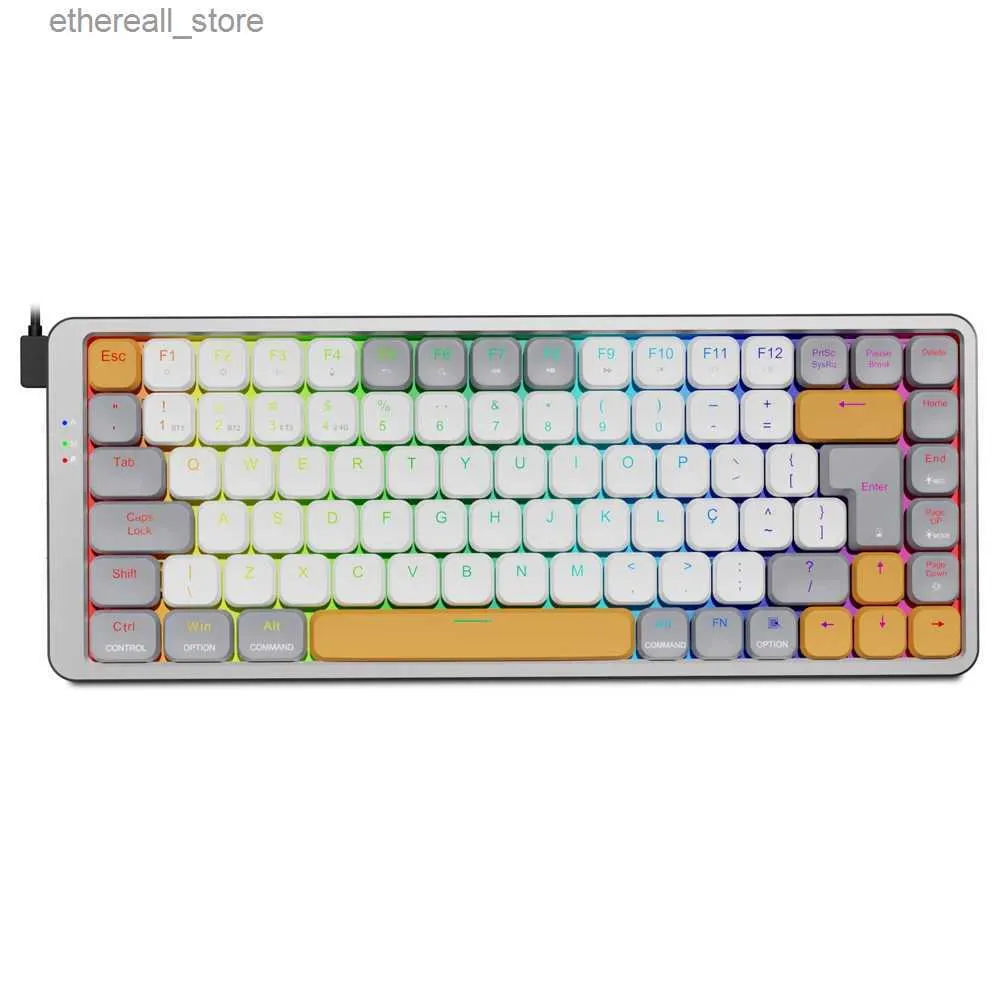 Tastaturen K1 Slim Mechanical Gaming RGB-Tastatur, unterstützt Bluetooth 5.0 Wireless USB 2.4G Russisch Portugiesisch 84 Tasten für Mac OS Windows PC Q231122