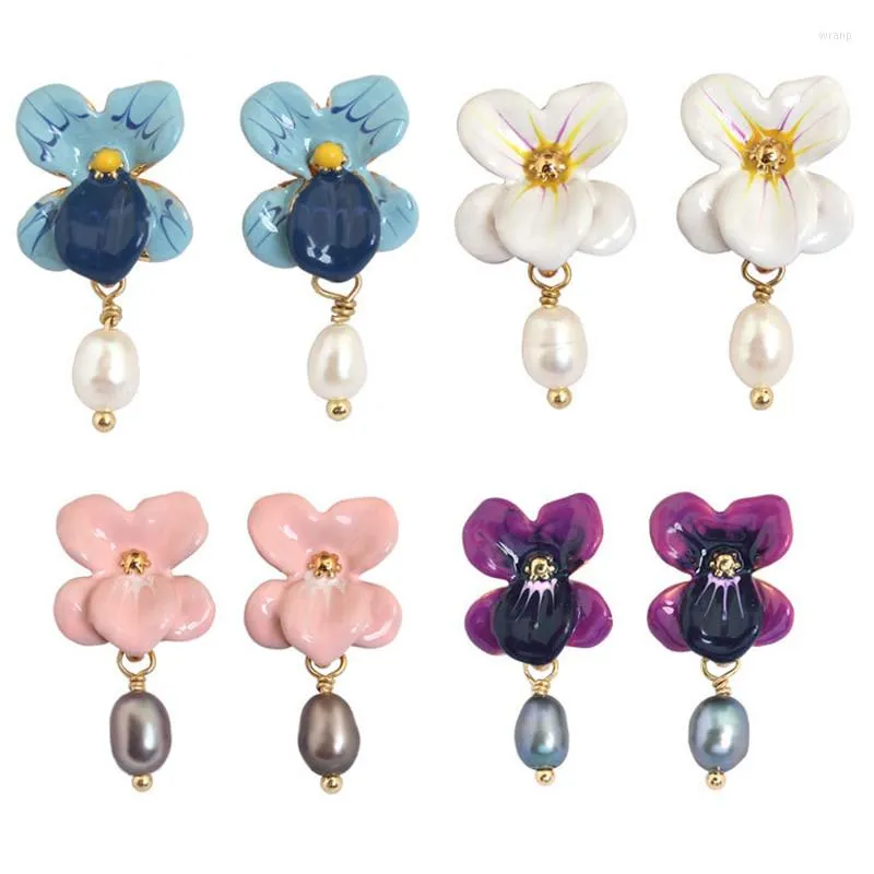 Dangle Earrings Sweet Statement Enamel Glaze Flower For Women 2023 Trend Brand Jewellery Europe And America Temperament