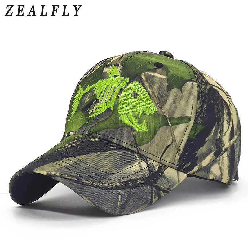 Ball Caps Embroidered Fish Bone Mens Caps Camouflage Hunting Fishing Men  Baseball Cap Summer Fisher Man Hat For Men Casual Bone Casquette J230421