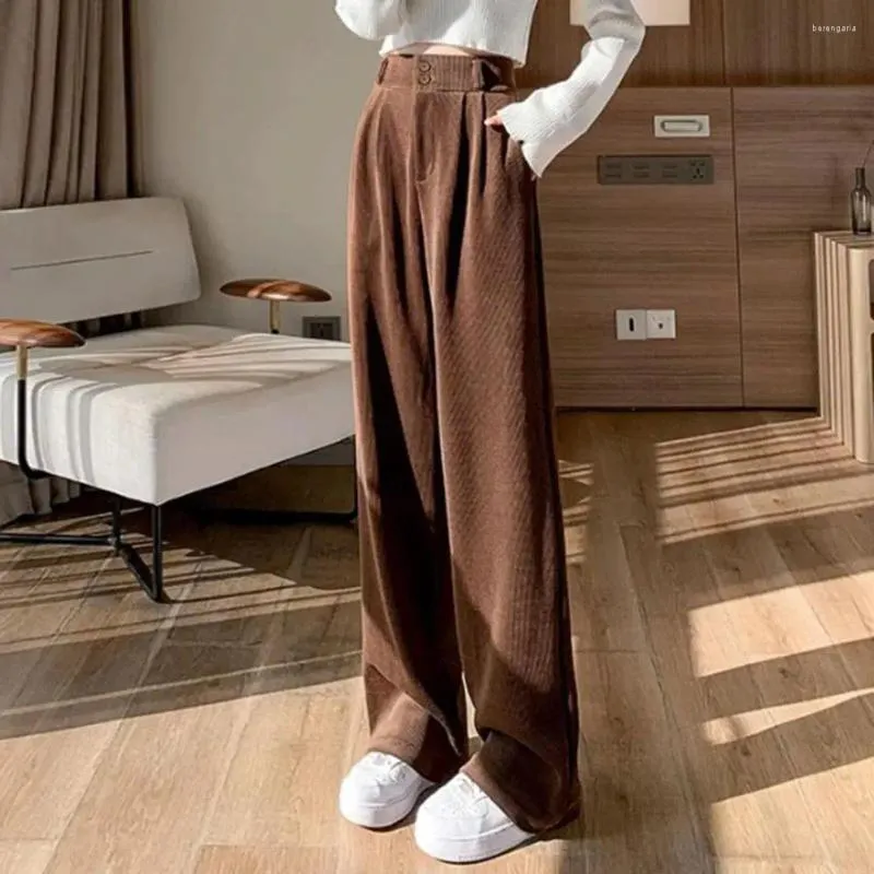 Pantalones de mujer Mezcla de algodón transpirable ESTILE ENTIVO Pierna ancha de invierno COMFY más pantalones de terciopelo para mujeres sueltas