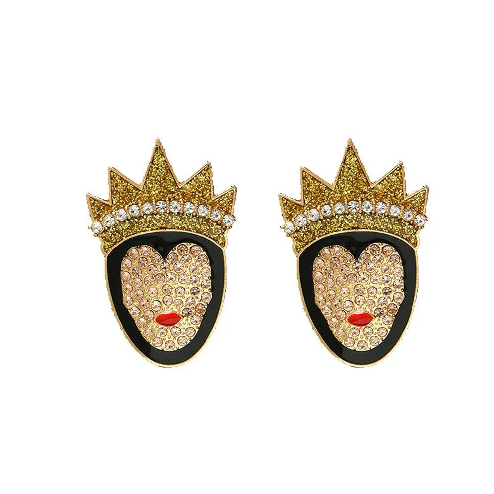 Charm europeisk och amerikansk gränsöverskridande ny personlighet Creative Diamond Crown Queen Halloween Character Oil Drop Earrings F DHGARDEN DH6LZ