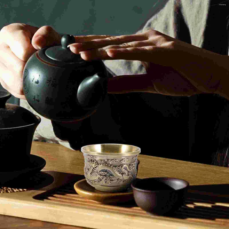 Copas de vino Dragon Phoenix Cup Retro Teaware conveniente estilo chino tazas Vintage patrón pequeño regalo
