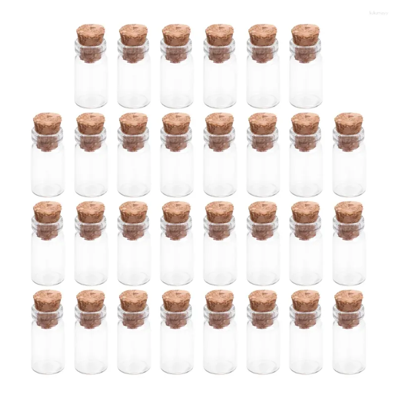 Vazen 30 stuks Wensfles Kleine Glazen Flessen Decor Drifting Mini Transparant Kurkhout Helder Eenvoudig
